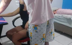 Hot Wife Welcomes the TV Technician in a Very Provocative Outfit and Lets Him Fuck Her Ass