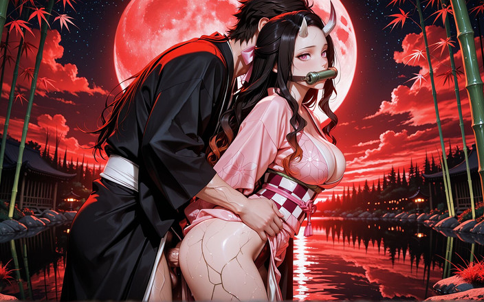 Lemon Garden AI: Nezuko her pozisyonda şeytani bir şekilde mahvoldu. "Şeytan Avcısı"na dayanan Hentai. Anime. Yapay...