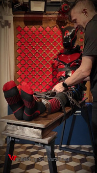 Slave Drone Tickling Session Silicone Suit, Socks & Merciless Sole Play