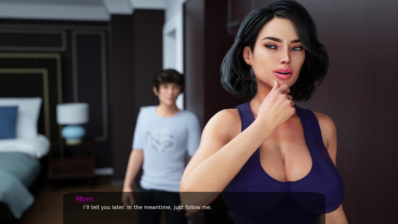 Porngame201: MILFY CITY - scenă sexuală # 3 - săruturi și tachinări cu mama vitregă - joc...