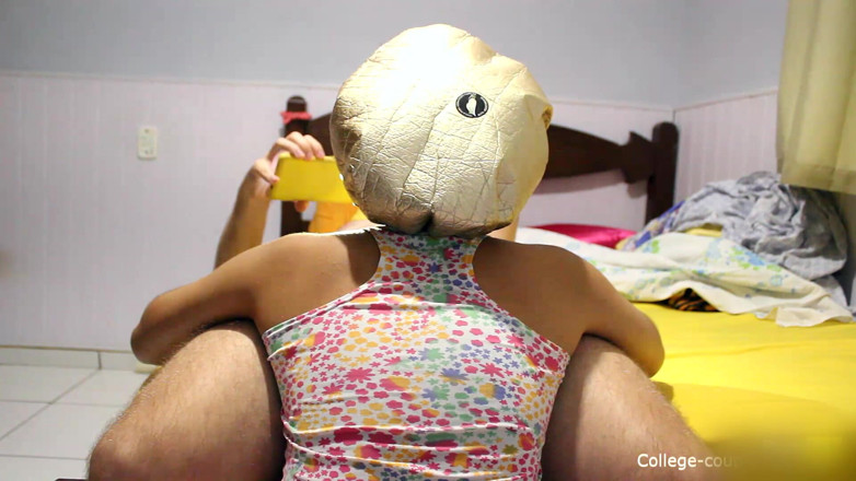 College-couple: Blowjob and handjob over underwear until ejaculation, underwear handjob
