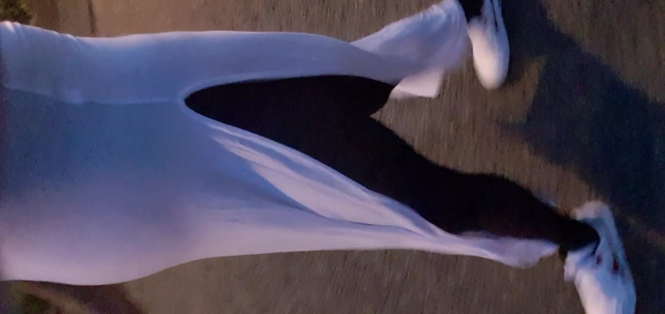 Lingeriemanx69: White dress and street walk
