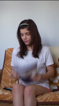 Sexy Teen Making Her Homework in Tight Short Pants