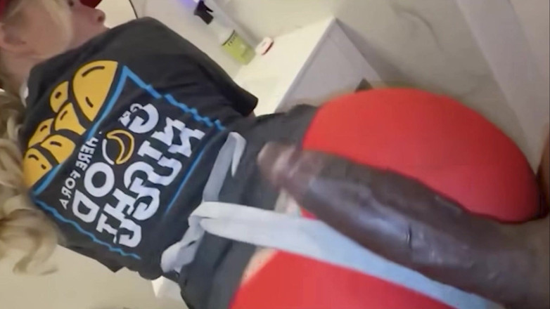 Black Monstercock Force: Quick Toilet BBC Fuck with My Blonde PAWG Coworker at...
