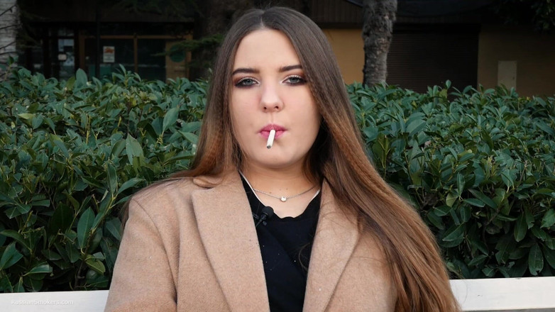 Russian Smokers: Russian Girl Spends Her Lunch Break Smoking 3 Cigs in a...