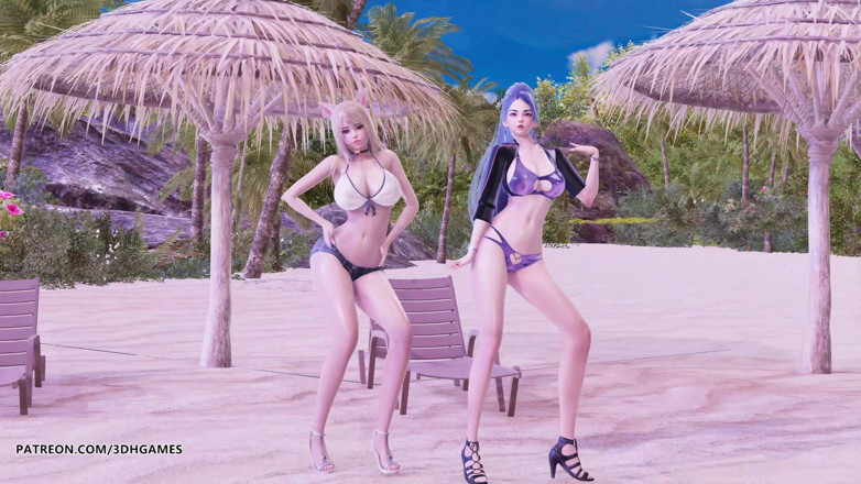 3D-Hentai Games: Поколение девушки - праздник Ахри Кайса, горячий стриптиз, Лига легенд