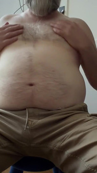 Big Bear Admires His Hairy Tummy