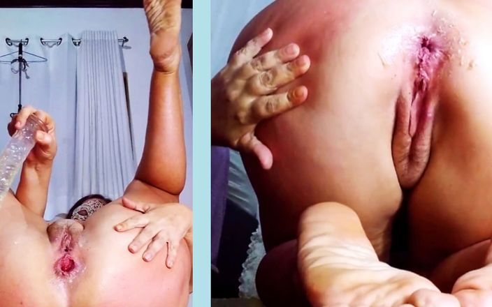 Mirelladelicia striptease: Öffnen ihres arschs, zeigt ihren gebrochenen arsch