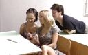 Porno kino: Twee Duitse schoolmeisjes worden geneukt door een student en een...