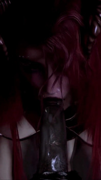 BBC. Halloween Red-haired Succubus Girl Swallows and Greedily Sucks Ricky Johnson's Big Black Cock