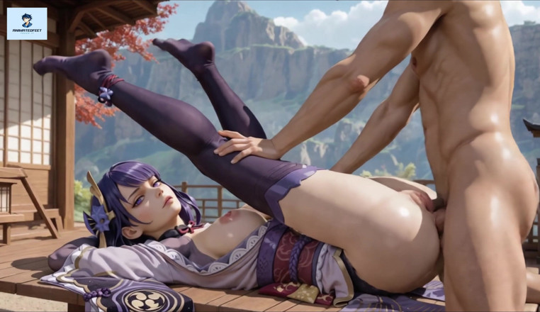 Animatedfeet: Raiden Shogun Genshin are un impact anal cu picioarele în ciorapi