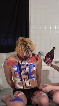 Wam. Female Student Facesitting with Pussy Covered in Chocolate and Asks, does Chocolate-flavored Pussy Taste Good? Hahaha