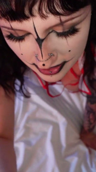 Juicy Goth Clown Girl Sage Sinclaire Takes Huge Cock & Creampie
