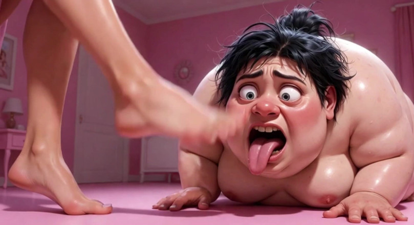 Anime Hentai: Gorda feia degradada - lambendo a linda garota