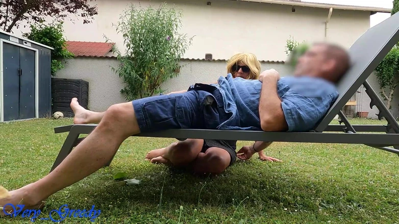Les Gourmands: Beautiful Blonde MILF with Sunglasses Jerks off Her Husband on...
