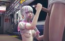 Waifu club 3D: Studente trekt pik af aan vriend in de metro van...
