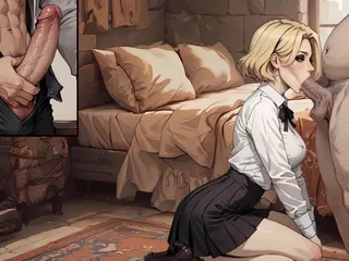 College of Mysteria: Boyfriend Jerking off and Watch His Girl Sucking of the Dorm Master They Made Her a Cum Slut - Episode 8