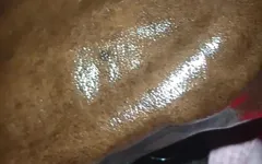 Chocolate Meat Stick - Jacking off His Big Black Dick with Oil
