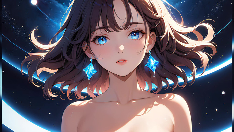 LustRender: Cosmic Serenity : une belle jeune femme avec de la poussière...