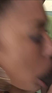 Ebony Slut Is Blowing a Lot of Hard Black Cocks on Her Knees