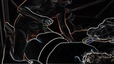 ros_guevara: Tirando del pelo en cuatro en una noche de neón