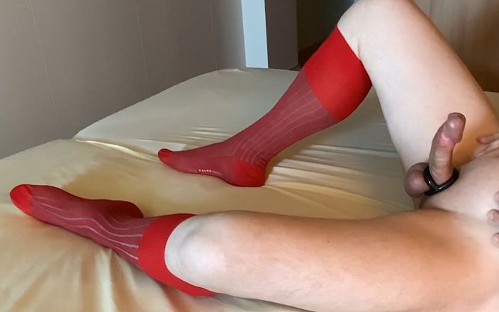 High quality socks: ファルケ レッド シャドー ニーハイ