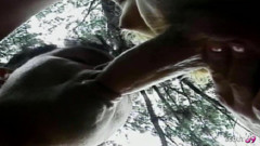Blonde Skinny Shemale Fucked to Orgasm by a Thick Cock Outdoors