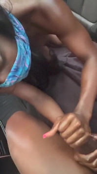 BBC Handjob Cumshots with Big Titties Ebony