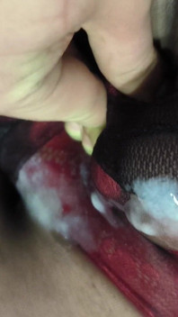Juicy Cumshot Through Patterned Floral Pantyhose