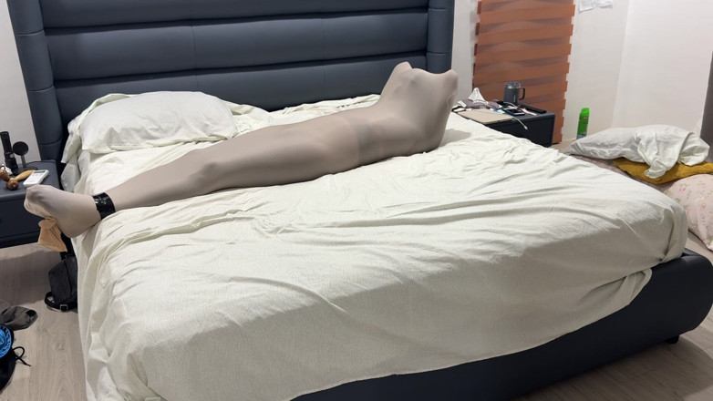 Mean Asian Wife: Mummified in Pantyhose Cocoon Vulnerable Encased Inside Nylon