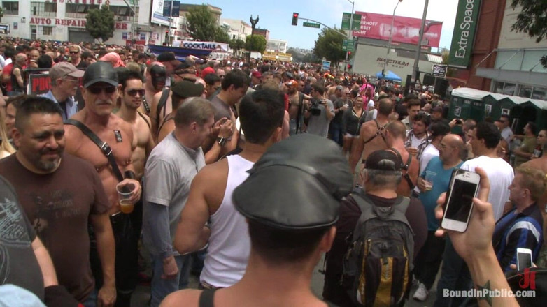 Bound in public: Cock Hungry Whore Cattle Prodded and Fucked at Dore Alley...