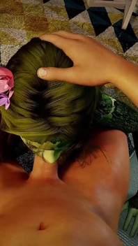 Sexy Dryad chupa polla en primer plano