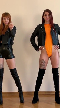 POV Double Pussy Worship and Spitting Femdom with Mistresses Sofi and Kira