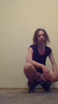 Nude Transgirl Kneeling in Jeans | Self-photography Posing