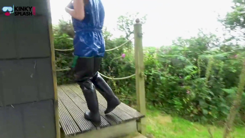 UKCuteGirl Lucy Lauren: Shiny Pvc Rainwear Walk with a Kinky Secret