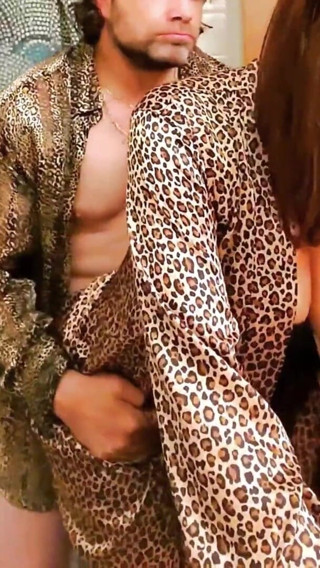 Satin Fetish King: Italian milf in leopard print satin suck and fuck session