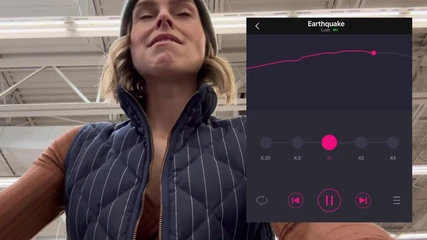 Acabando duro en la tienda de comestibles con exuberante vibrador controlado a distancia