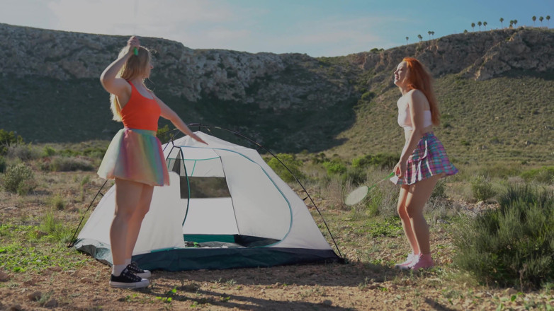 Alice Klay: Fucked Badminton. Two Girls Undressed in Nature for Fucking After...