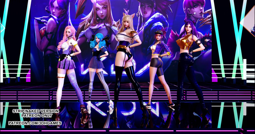 3D-Hentai Games: Gfriend - Ahri con perlina di vetro, Akali, Seraphine, Kaisa, Gwen...