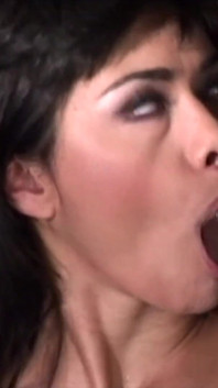 Super Pretty Black Haired Babe Gets Pounded on the Garage Table by BBC