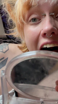 No Makeup Goth Girl Mouth Tour with Hand Mirror