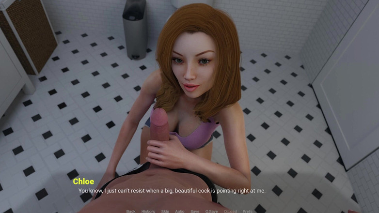 3D Cartoon Porn: Вдали от дома - Chloe делает Лиаму бурный минет в туалете