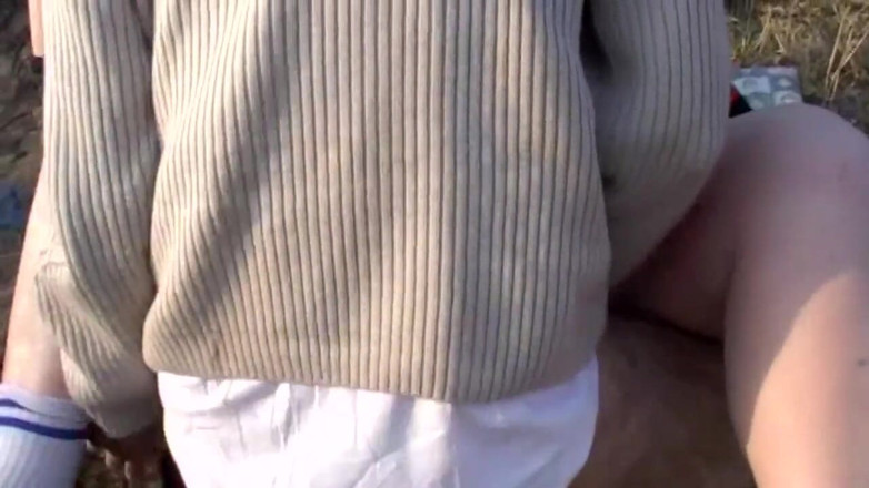 Real Home Made: Big tits brunette banged in threesome outdoor