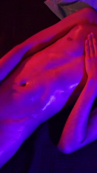 Hot Skinny Twink Magic C Jerking His Big Cock with Oil Shooting a Thick Cum Load