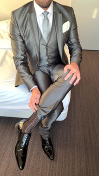 Suited Groom Jerks off in Hotel Room