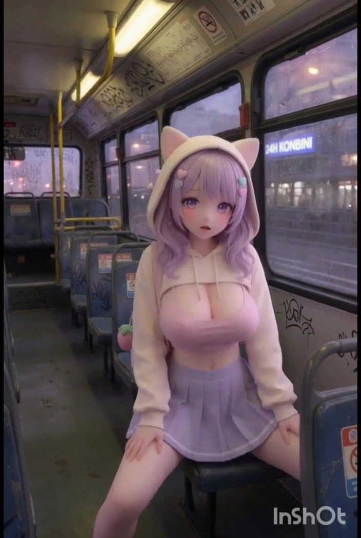 Wertstofsamler: Verlegen Kawaii Hentai-meisje, alleen op de bus
