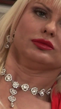 Hot Blonde MILF in a Red Lingerie Fucks Herself Until She Cums