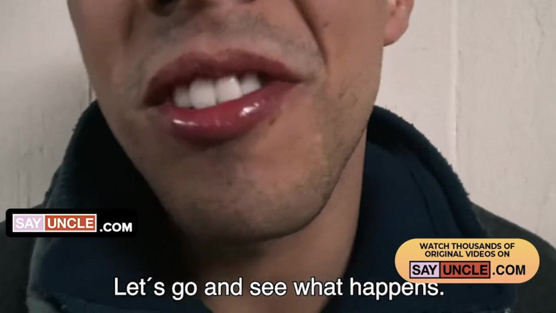 Say Uncle: Handsome Latin stud deepthroats and rides stranger's huge cock then...