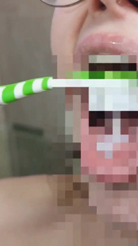 Teen Maid Toothbrush with Fresh Cum After Cum in Mouth