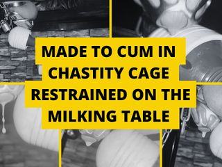 Mistress BJQueen: Made să ejaculeze în cușca de castitate reținut pe masa de...